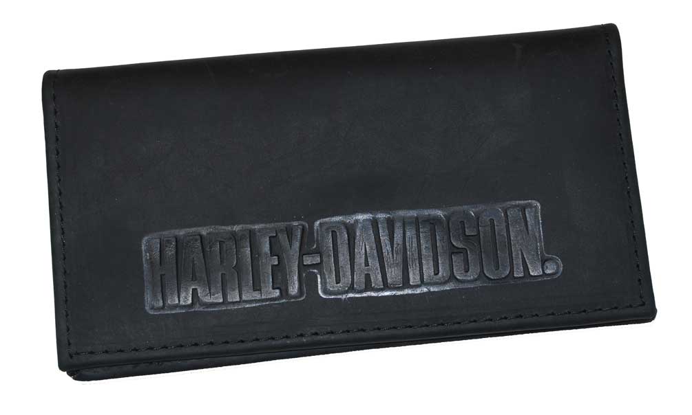 Harley-Davidson Embossed H-D Font Checkbook Cover Leather Black CK704H-7 - Wisconsin Harley-Davidson