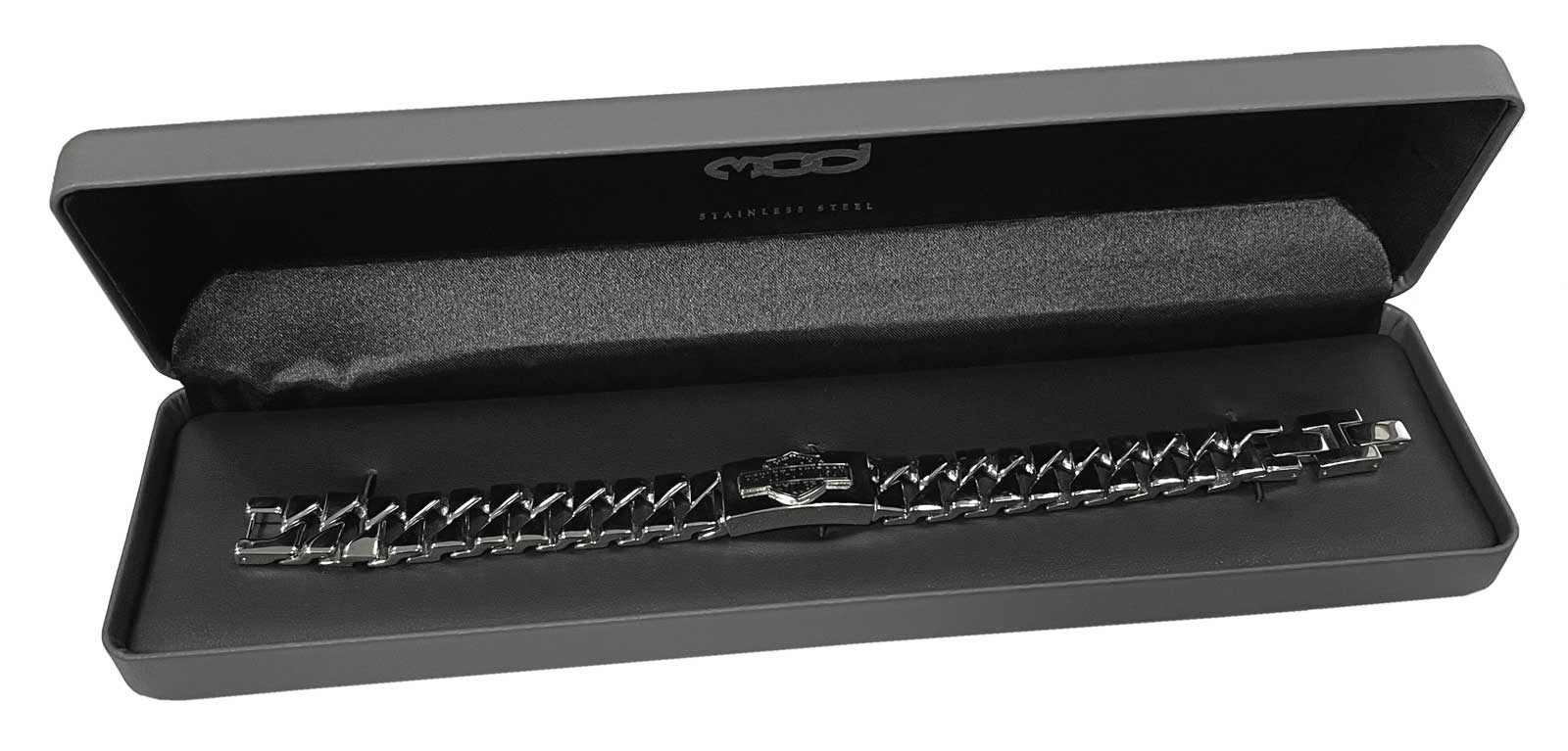 Harley-Davidson® Men's Long Bar & Shield Steel ID Curb Link