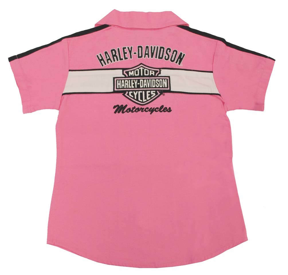 Harley-Davidson Free Shipping - Harley-Davidson Big Girls' Pink Cotton Button Twill Pit Crew Shirt 0141166 - Free Shipping on many products plus Orders Over $99