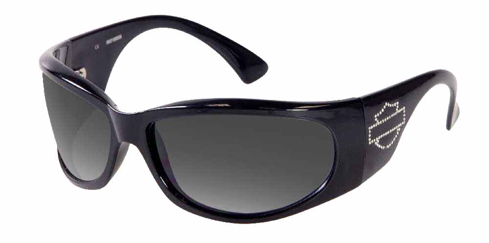 Harley-Davidson Womens Sun Bling Sunglasses Rhinestone Shield Black HDS7001BLK-3 - Wisconsin Harley-Davidson