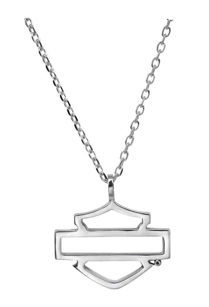 Harley-Davidson Women's Necklace, Silhouette Bar & Shield Logo, Silver HDN0292 - Wisconsin Harley-Davidson