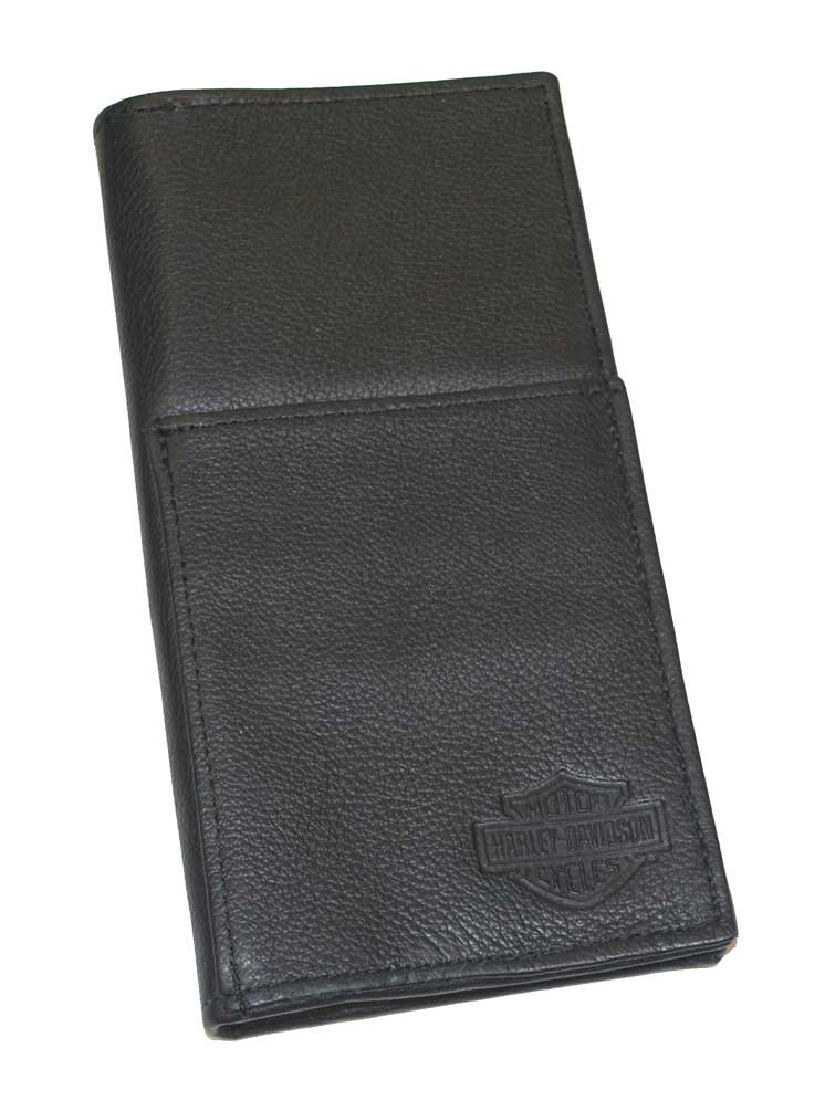 Harley-Davidson Bar & Shield Travel Wallet Black Leather, 8'' x 4'' HD832 - Wisconsin Harley-Davidson