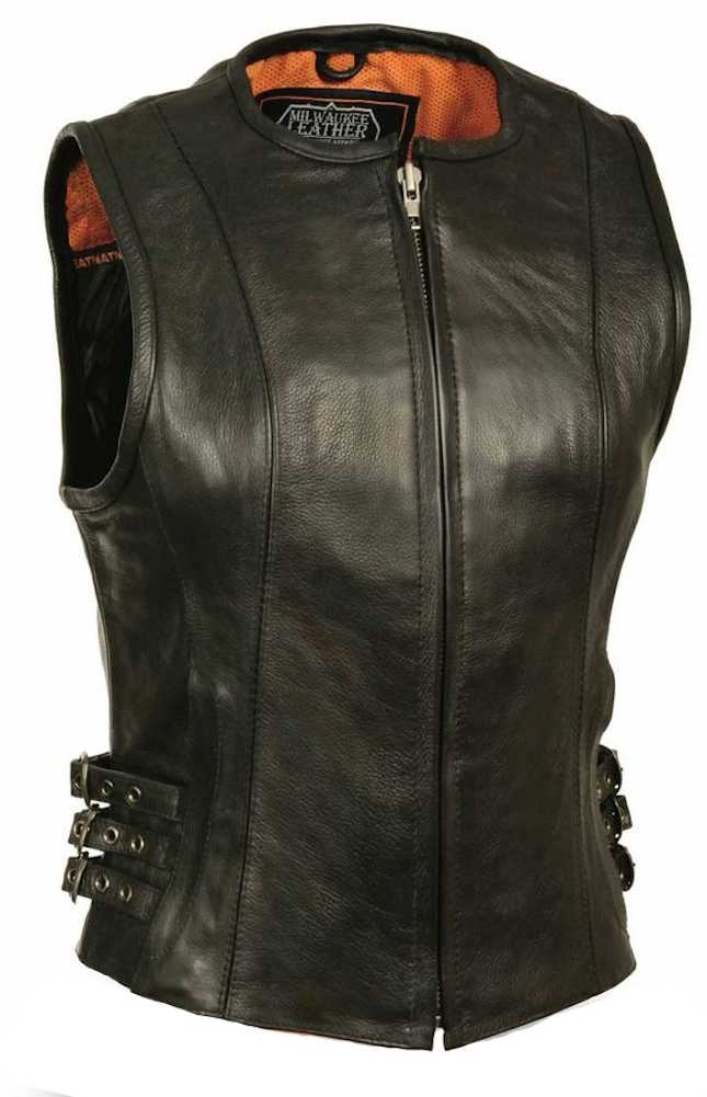 Milwaukee Leather Women's Zipper Front Triple Buckle Vest ML1911 - Wisconsin Harley-Davidson