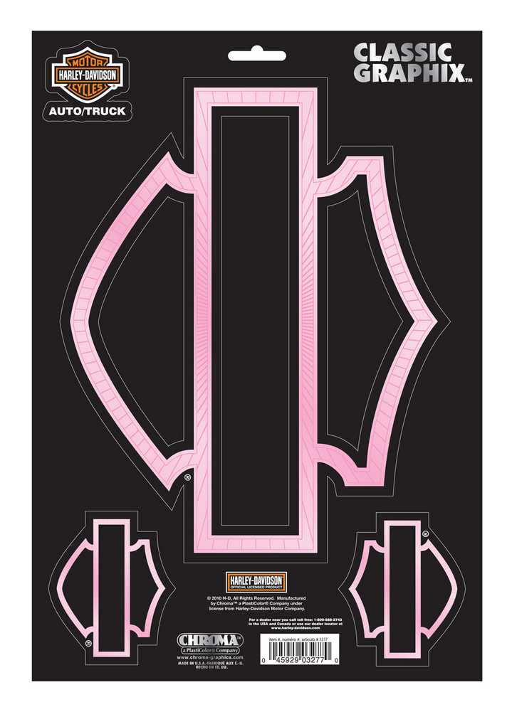 Harley-Davidson Bar & Shield Pink Silhouette Graphix Decal, 9 x 13 Inch CG3277 - Wisconsin Harley-Davidson