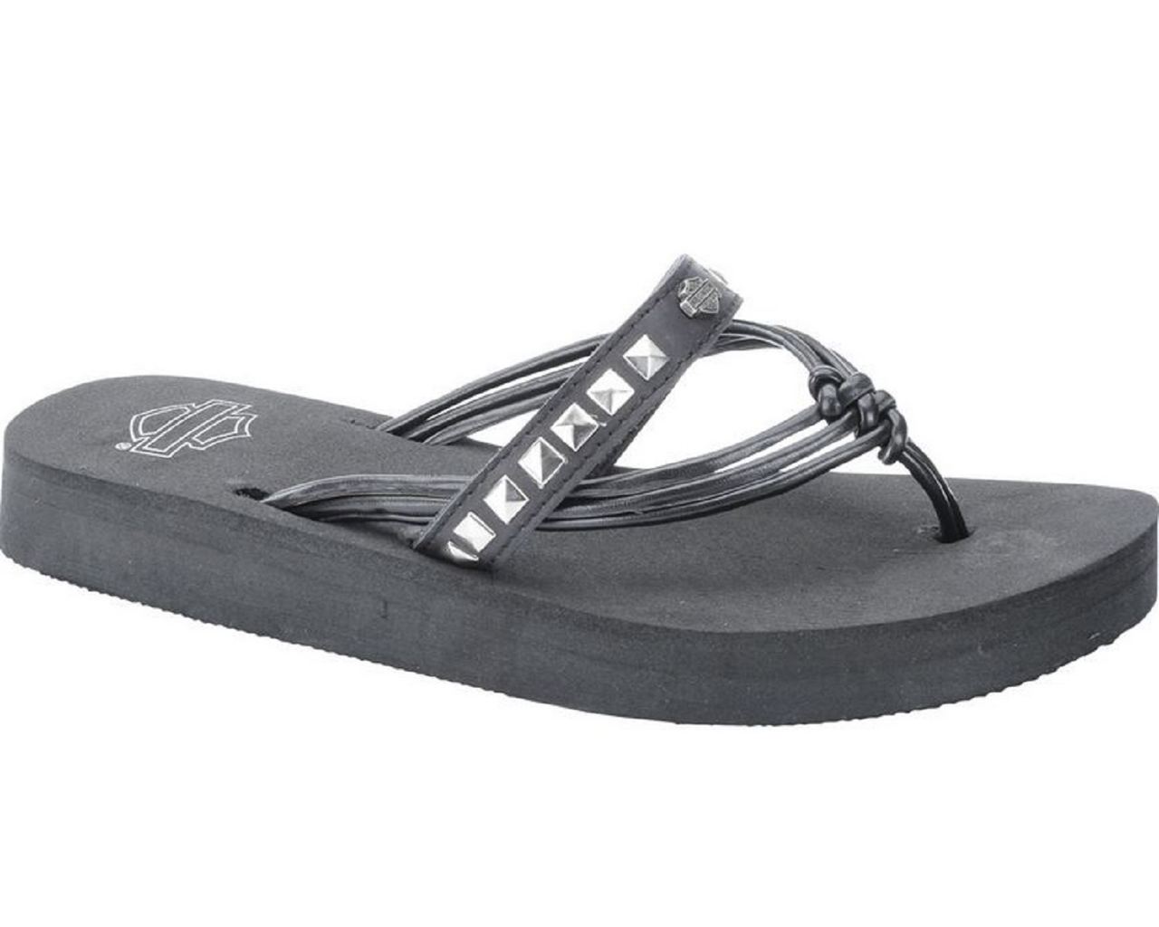 Harley-Davidson Women's Faye Black Sandals-Flip Flops. D83705 - Wisconsin Harley-Davidson