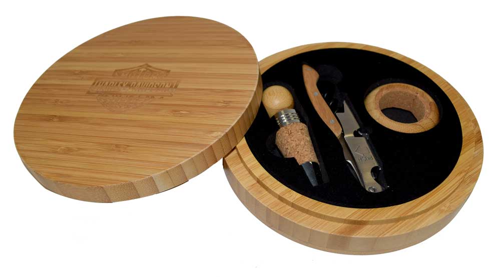Harley-Davidson Maestro Wine Tool Bamboo Set, Bar & Shield Engraved Logo 890-00 - Wisconsin Harley-Davidson