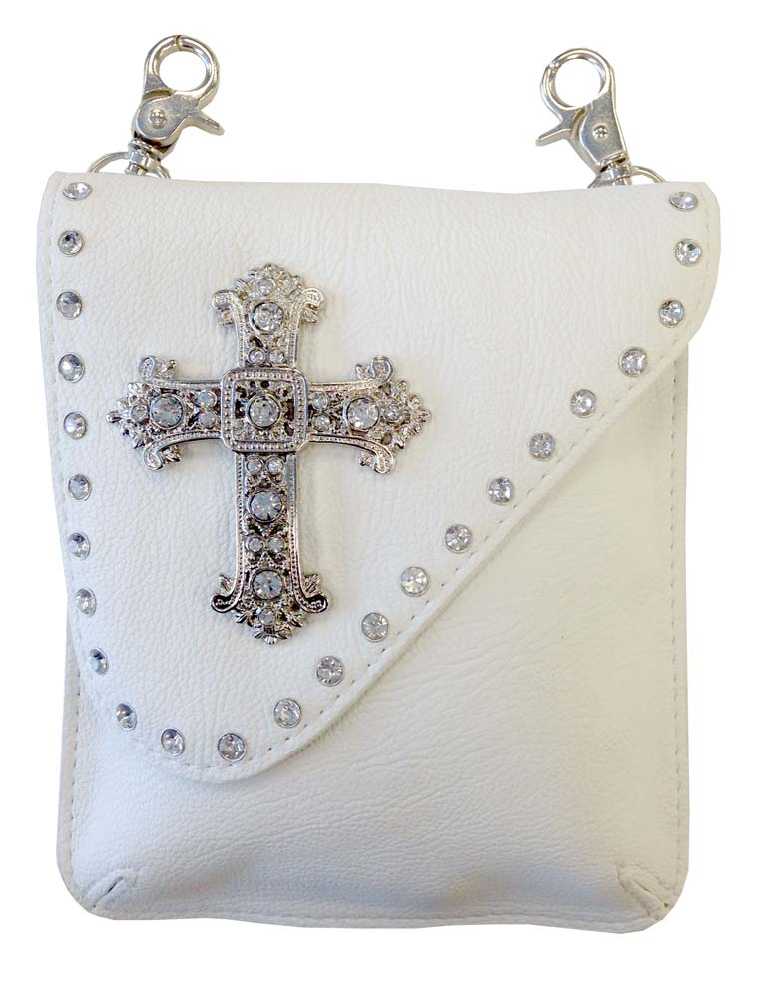That's A Wrap Women's Asymmetrical White Cross Belt Bag, Leather. 98147-White - Wisconsin Harley-Davidson