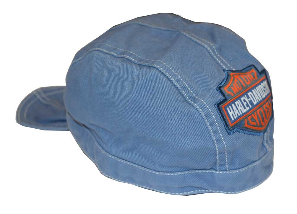 Harley-Davidson Baby Boys' Do-Rag, Bar & Shield Denim Head Wrap, Blue 1350322 - Wisconsin Harley-Davidson