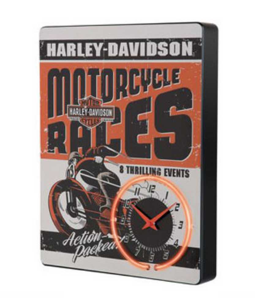 Harley-Davidson Race Day Red Neon Clock HDL-16627 - Wisconsin Harley-Davidson