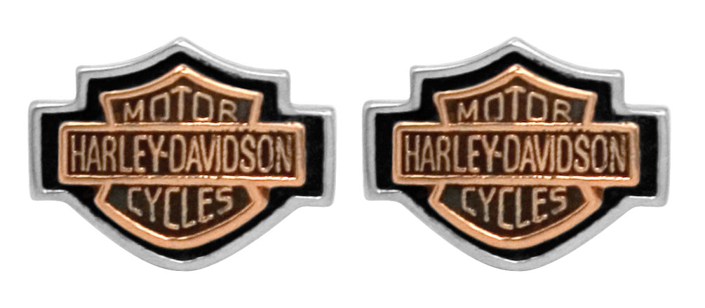 Harley-Davidson Women's Copper Bar & Shield Cameo Post Earrings HDE0261 - Wisconsin Harley-Davidson
