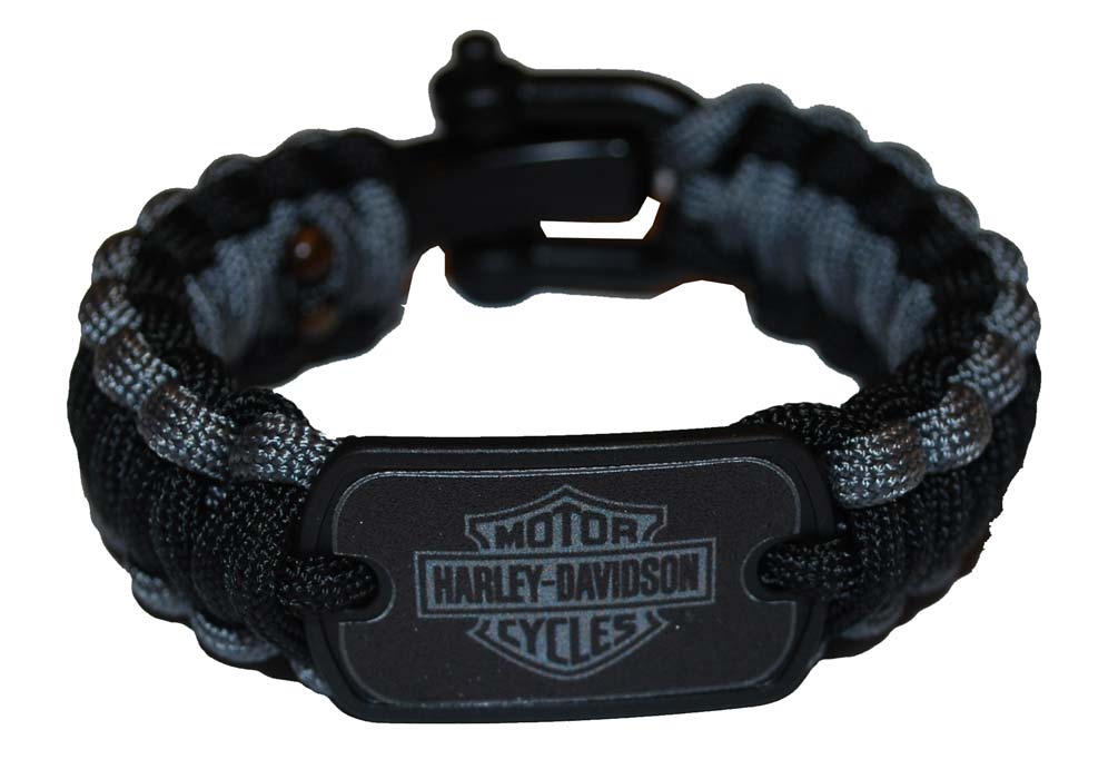 Harley-Davidson Regular Survival Bracelet Strap Nylon Black/Grey 7'' 201106640 - Wisconsin Harley-Davidson