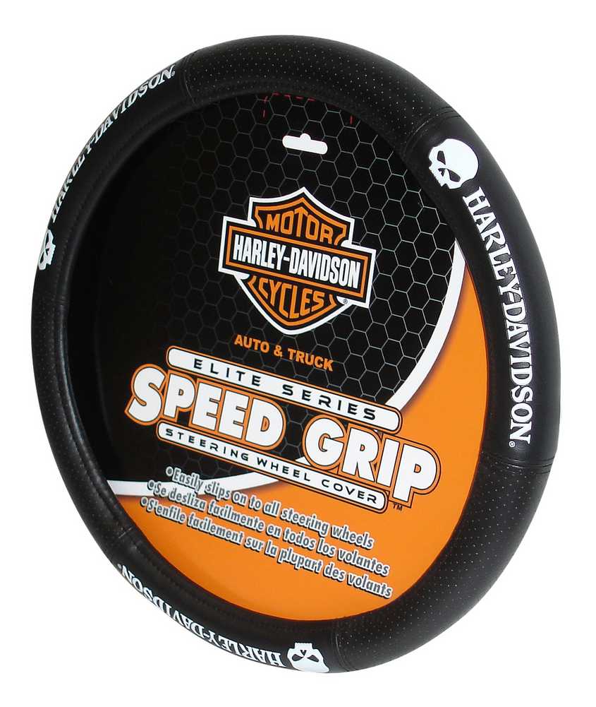 Harley-Davidson Skull Black Speed Grip Style Steering Wheel Cover P6646 - Wisconsin Harley-Davidson