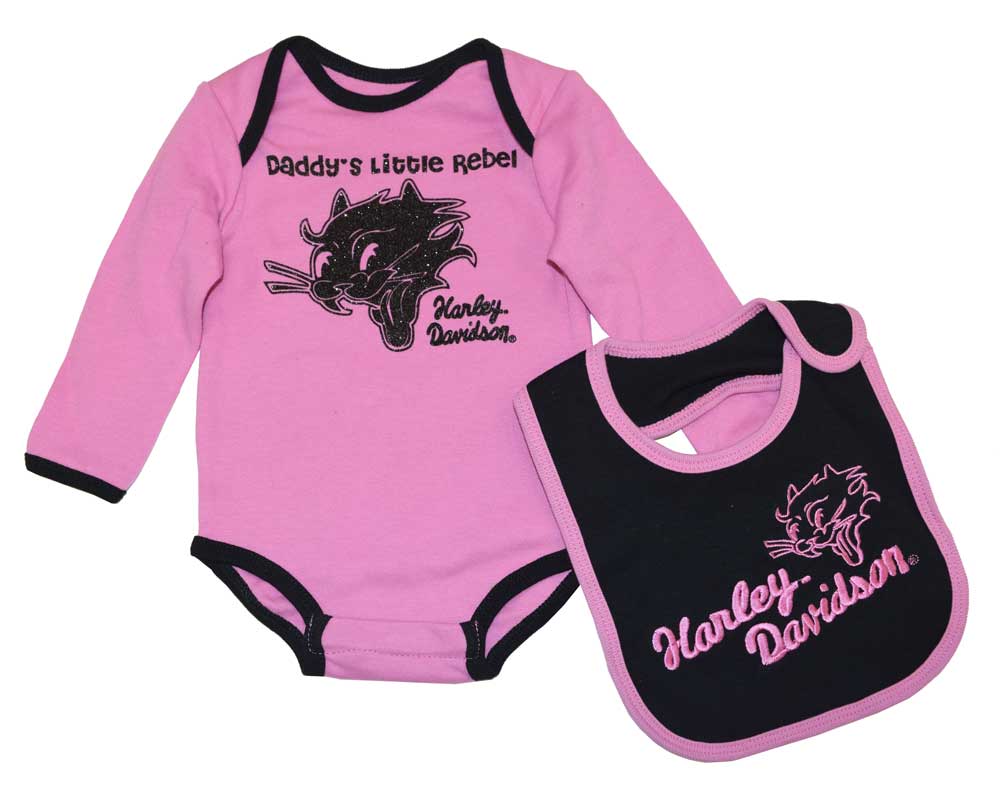 Harley-Davidson Baby Girls' Creeper Set, Daddy's Little Rebel Infant 4212244 - Wisconsin Harley-Davidson