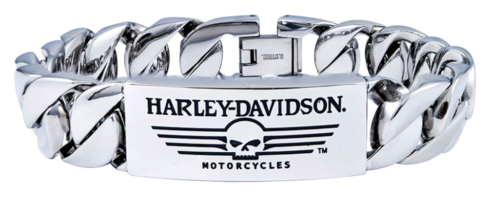 Men's Willie G Skull Steel ID Curb Link 