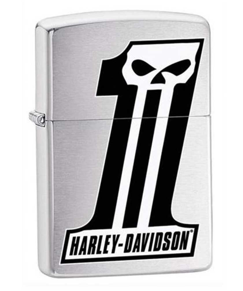 Harley-Davidson® #1 Skull Logo Zippo Lighter Brushed Chrome Finish