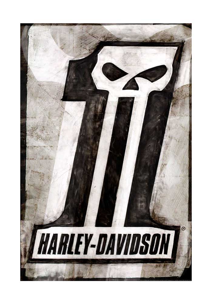 Harley-Davidson Dark Custom Poster, Distressed #1 Skull Logo, 24x36 in ZHDFA0101 - Wisconsin Harley-Davidson