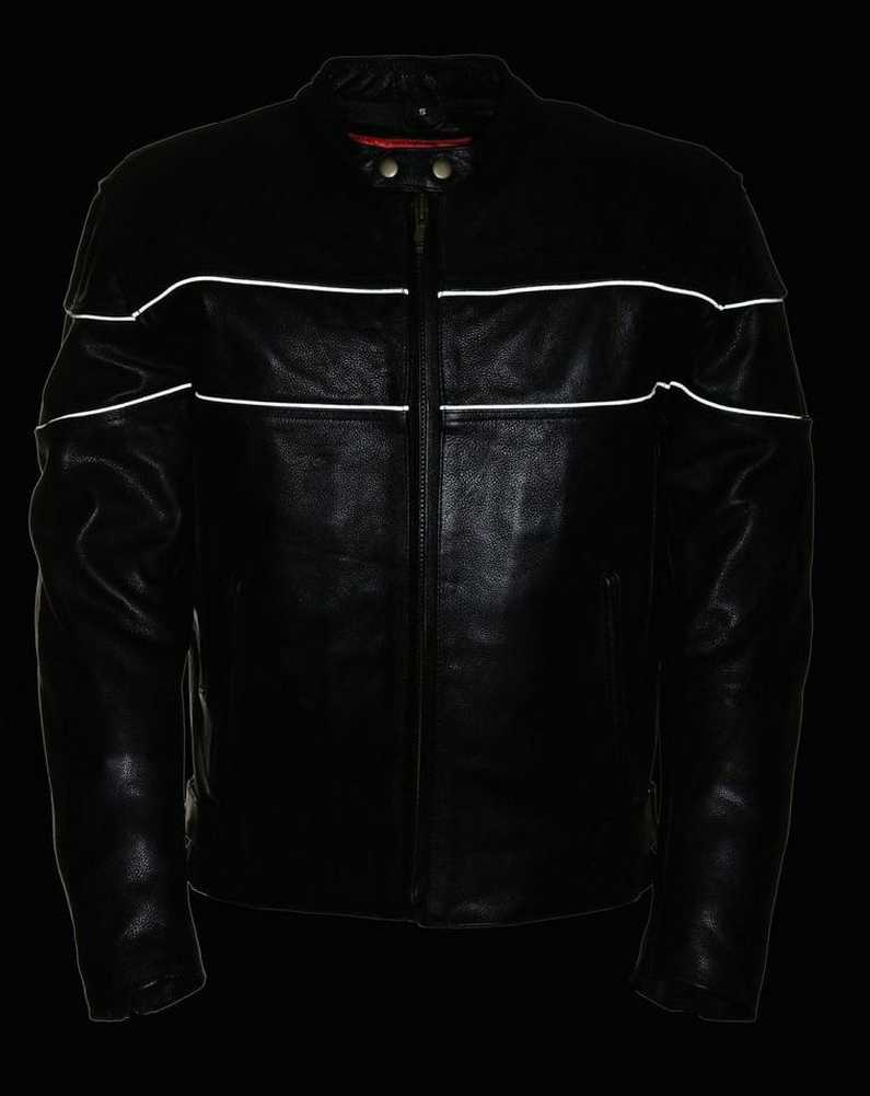 Leather King Men's Side Stretch Jacket w/ Reflective Piping SH2121 - Largest Selection of Harley-Davidson Products