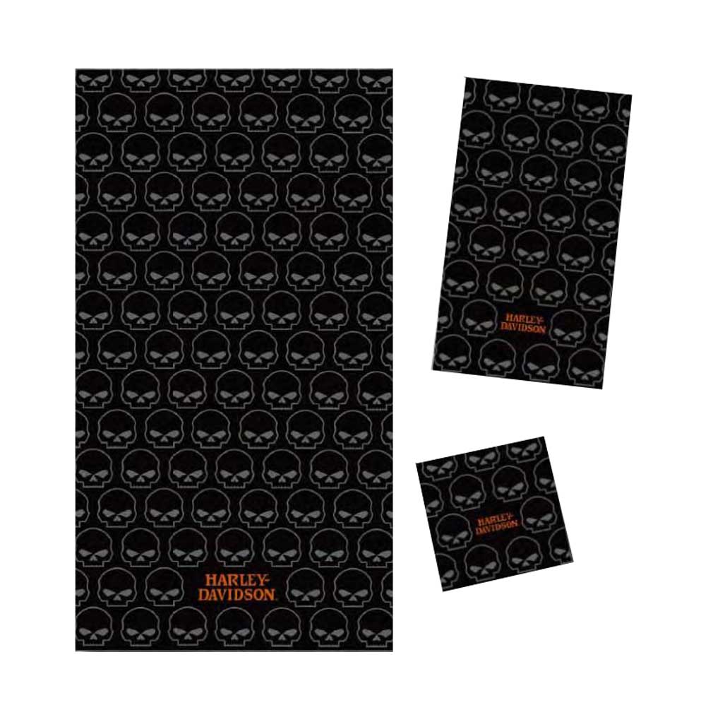 Harley-Davidson Willie G. Skull 3 Piece Bath Towel Set, Black 5986 - Wisconsin Harley-Davidson