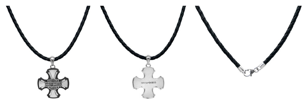 Harley-Davidson メンズ スチールスカルバー&ネックレス Harley-Davidson® Mens Necklace, Cross Bar & Shield, Sterling