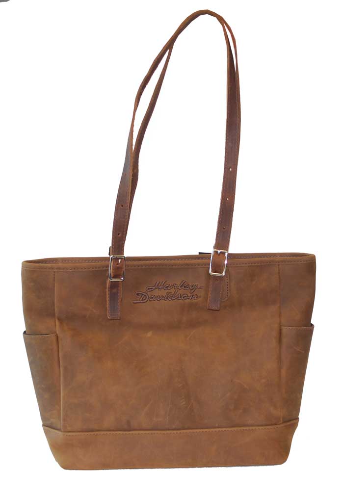 Harley-Davidson Women's Embroidered Tote Bag Brown Suede Leather CH681 - Wisconsin Harley-Davidson