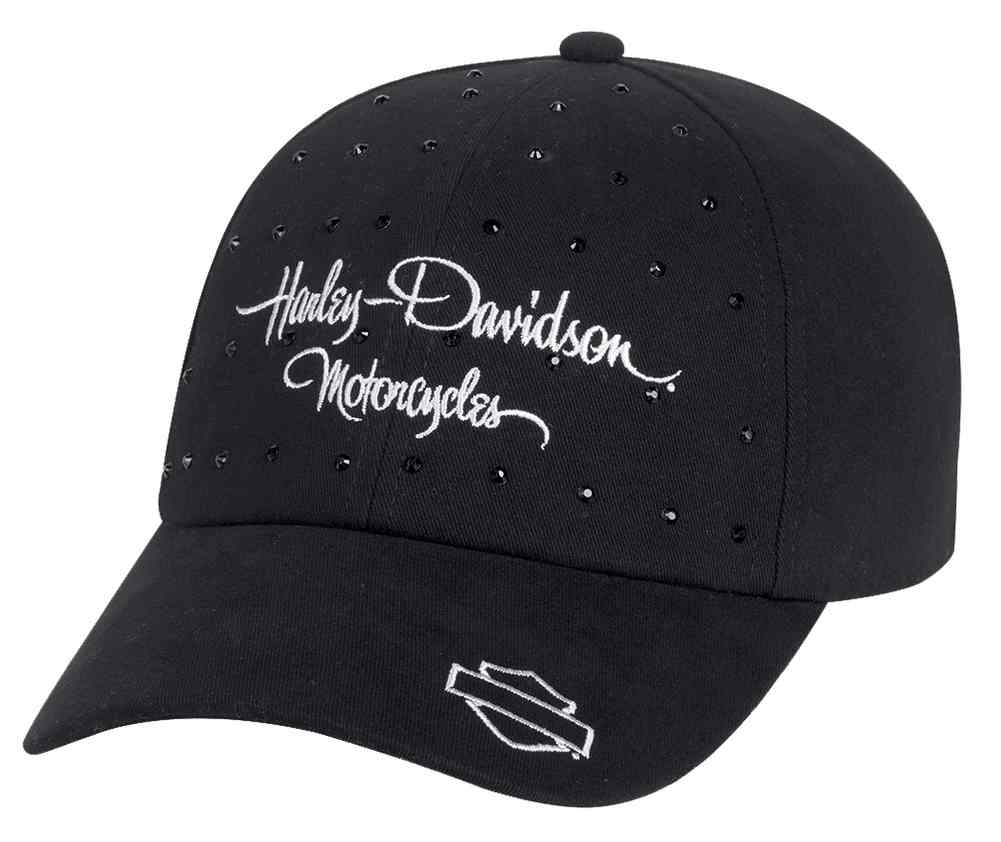 HarleyDavidson® Women's Black Rhinestone Trucker Cap Hat, Black. 99537