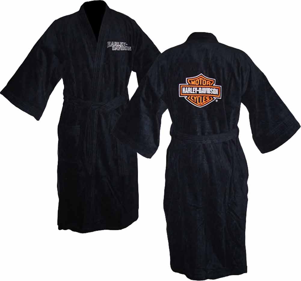 Harley Davidson Unisex Black Kimono Robe Bathrobe 4656 (2X) - Wisconsin Harley-Davidson