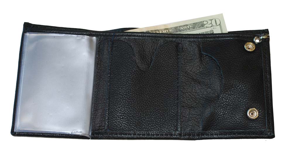 Harley-Davidson® Men's Embroidered Tri-Fold Chain Wallet Black