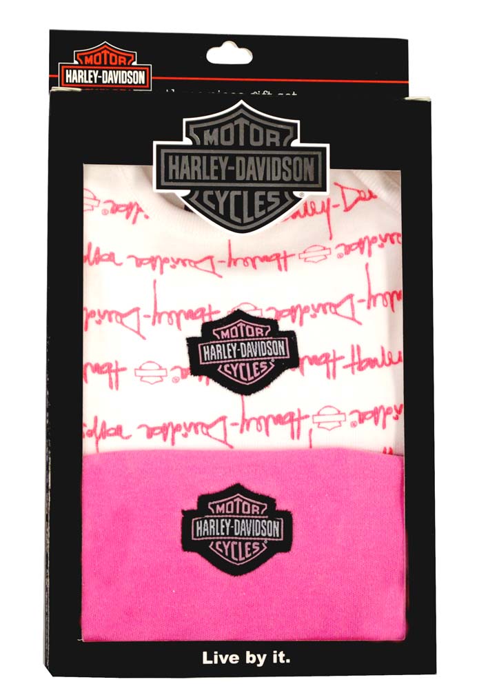 Harley-Davidson Free Shipping - Harley-Davidson Baby Girls' Pink Cotton Bib, Bodysuit & Hat 3-PC Set S9LGL60HD - Free Shipping on many products plus Orders Over $99