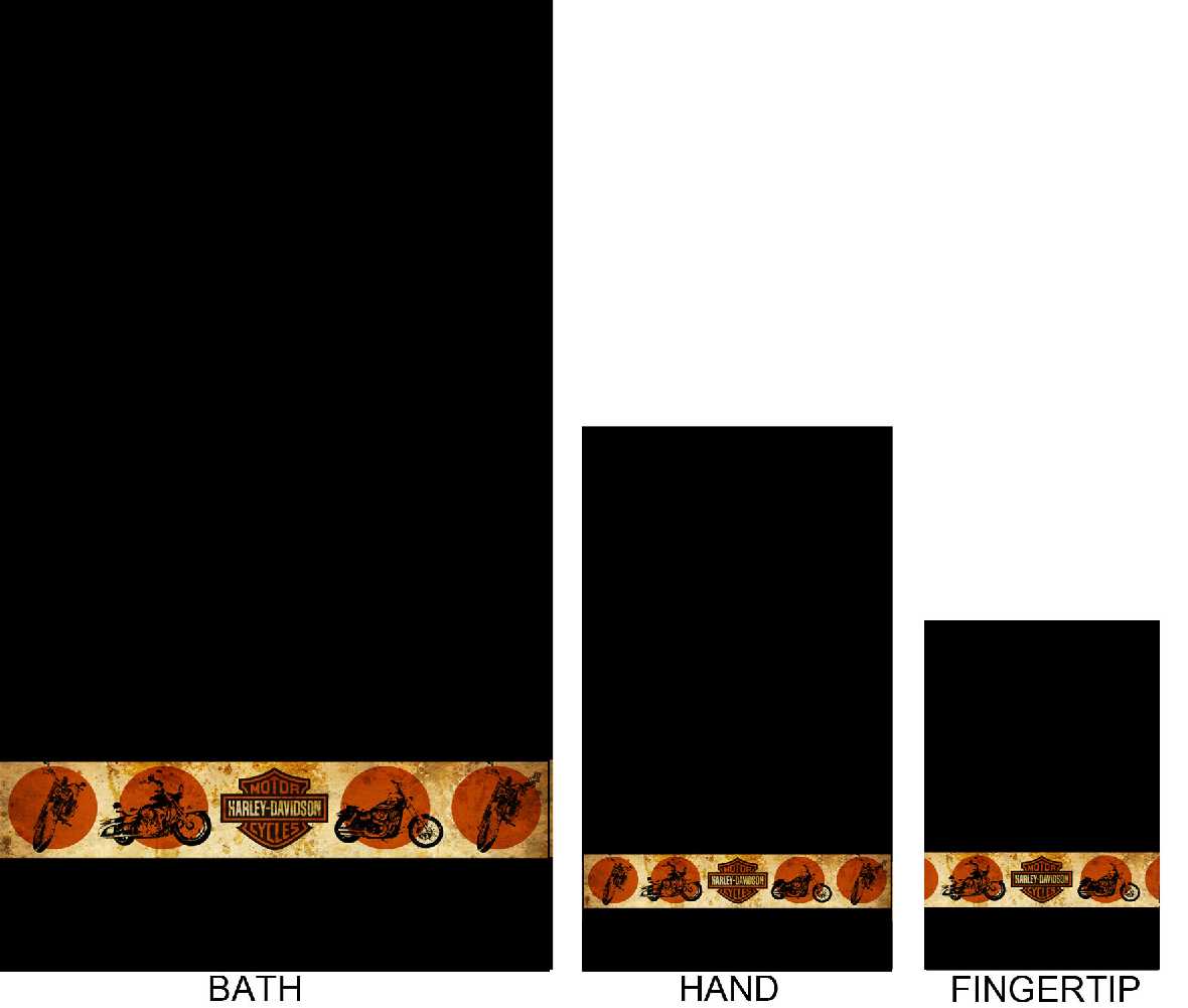 Harley Davidson Retro Bike 3 Piece Towel Set W Sublimation