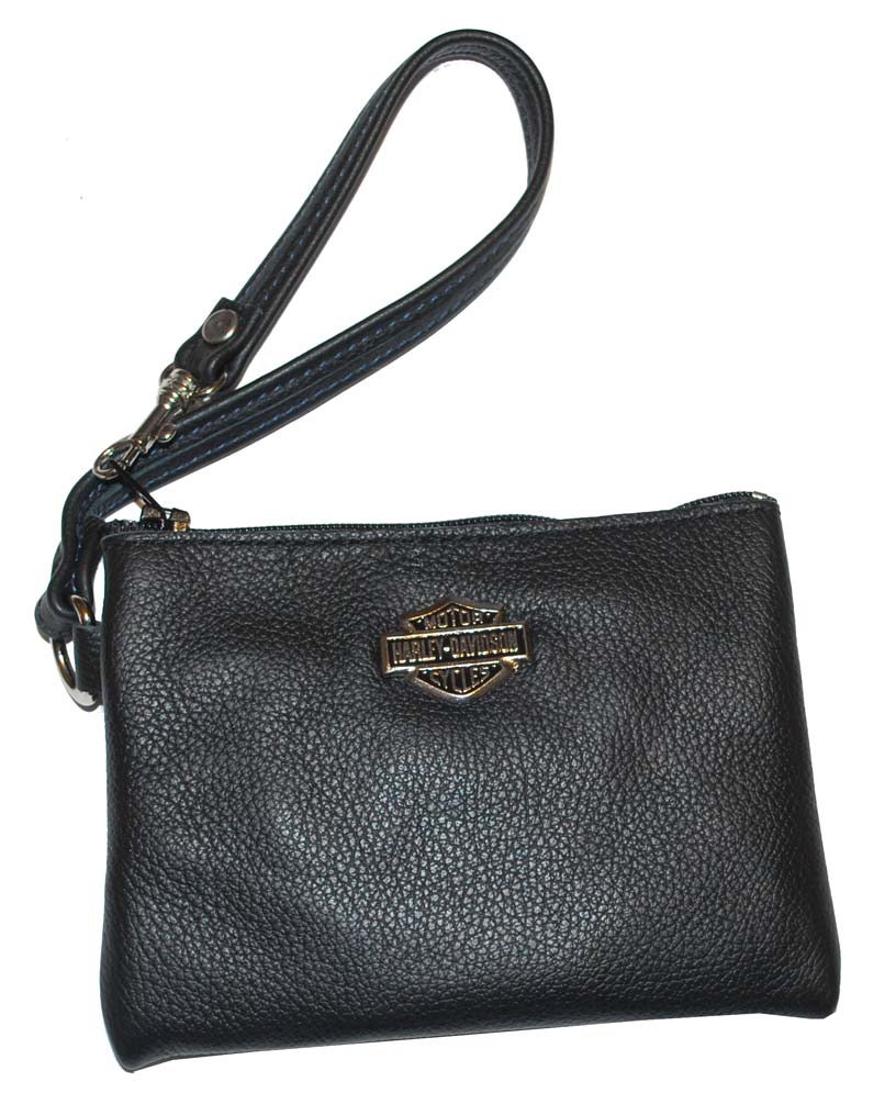 Harley-Davidson Women's Black Leather Wrist Coin Purse CP75H - Wisconsin Harley-Davidson