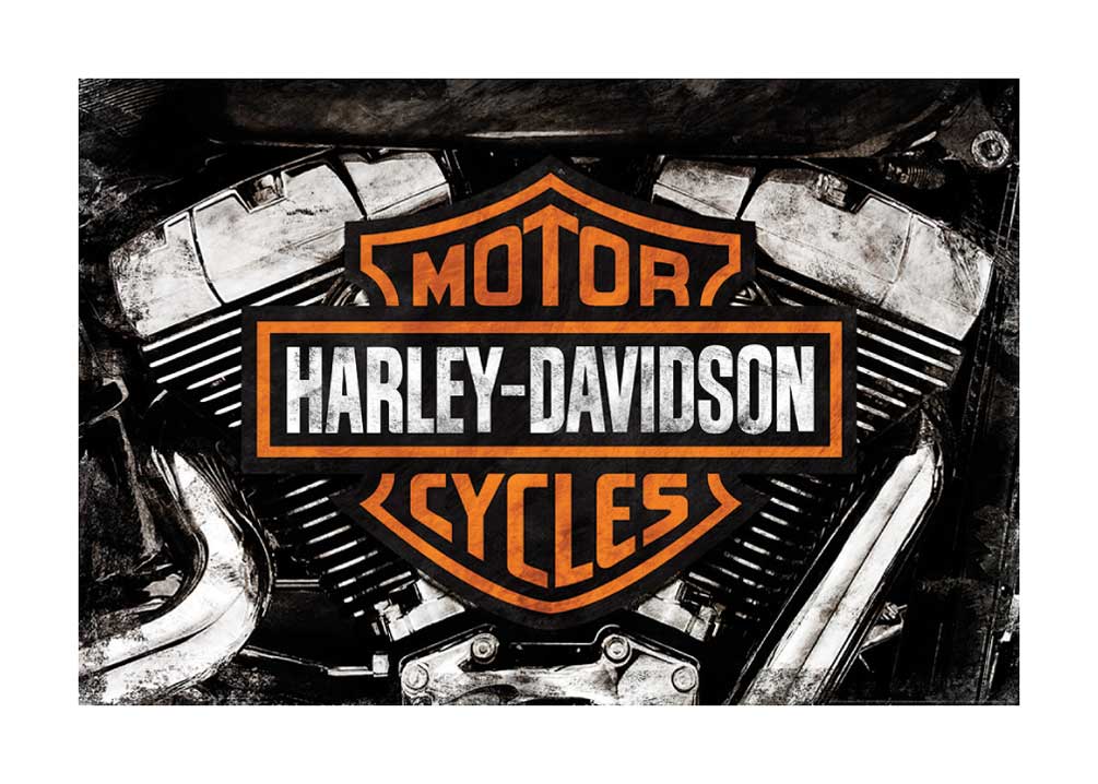 Harley-Davidson® Twin Cam Poster, Bar & Shield V-Twin Engine