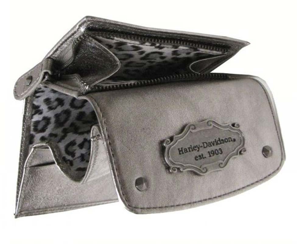 Harley-Davidson Free Shipping - Harley-Davidson Women's Metallic Leather Taxi Wallet, Silver. MT7692L-SILVER - Free Shipping on many products plus Orders Over $99