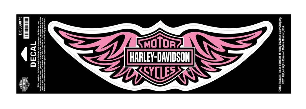 Harley-Davidson Straight Wing Medium Pink Decal, 12'' W x 3-1/2'' H DC339073 - Wisconsin Harley-Davidson