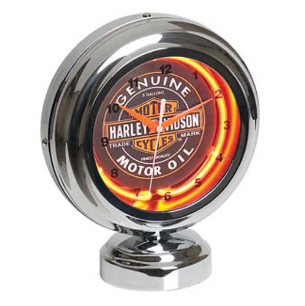 Harley-Davidson Genuine Oil Can Table Top Neon Clock HDL-16621 - Wisconsin Harley-Davidson