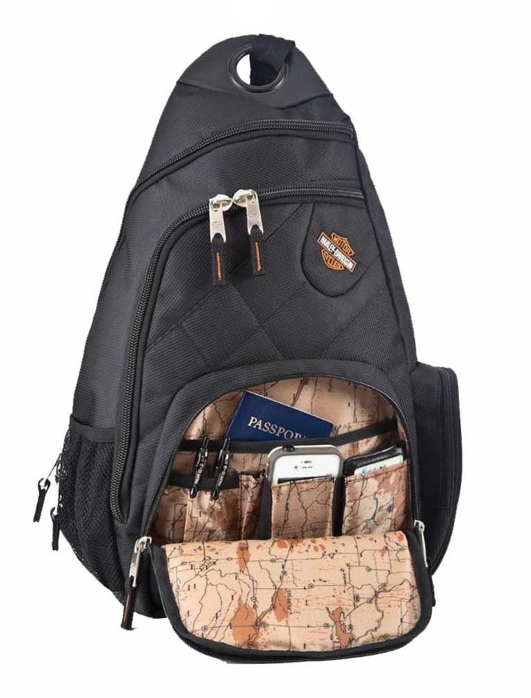 Harley-Davidson Sling Backpack, Bar & Shield Zippered Bag, Black 99201-BLK - Wisconsin Harley-Davidson