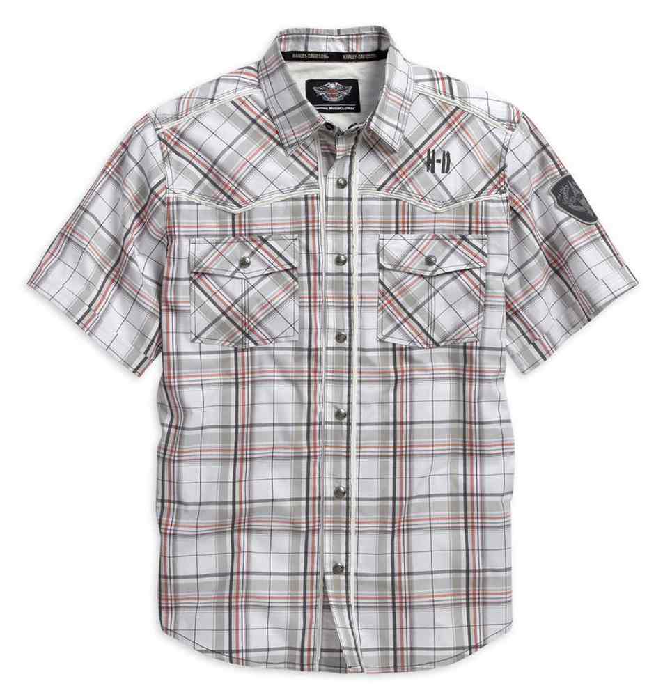 Harley-Davidson Men's Detailed Short Sleeve Plaid Woven Shirt, 96115-16VM - Wisconsin Harley-Davidson