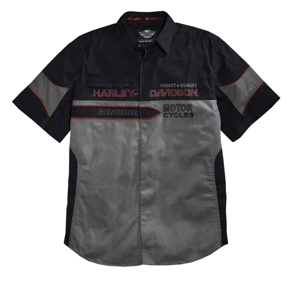 Harley-Davidson Men's Finest Contrast Short Sleeve Woven Shirt, 96112-16VM - Wisconsin Harley-Davidson