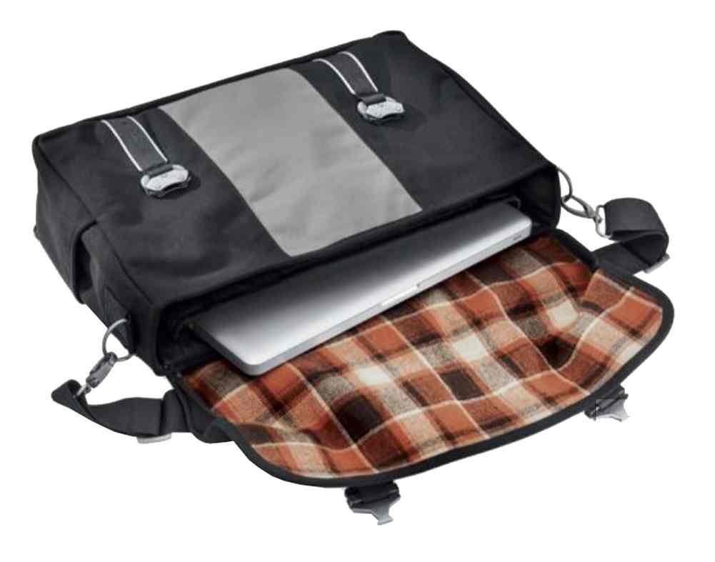 Harley-Davidson HDMC Messenger Bag, Water-Resistant, Black/Silver 93300099 - Largest Selection of Harley-Davidson Products