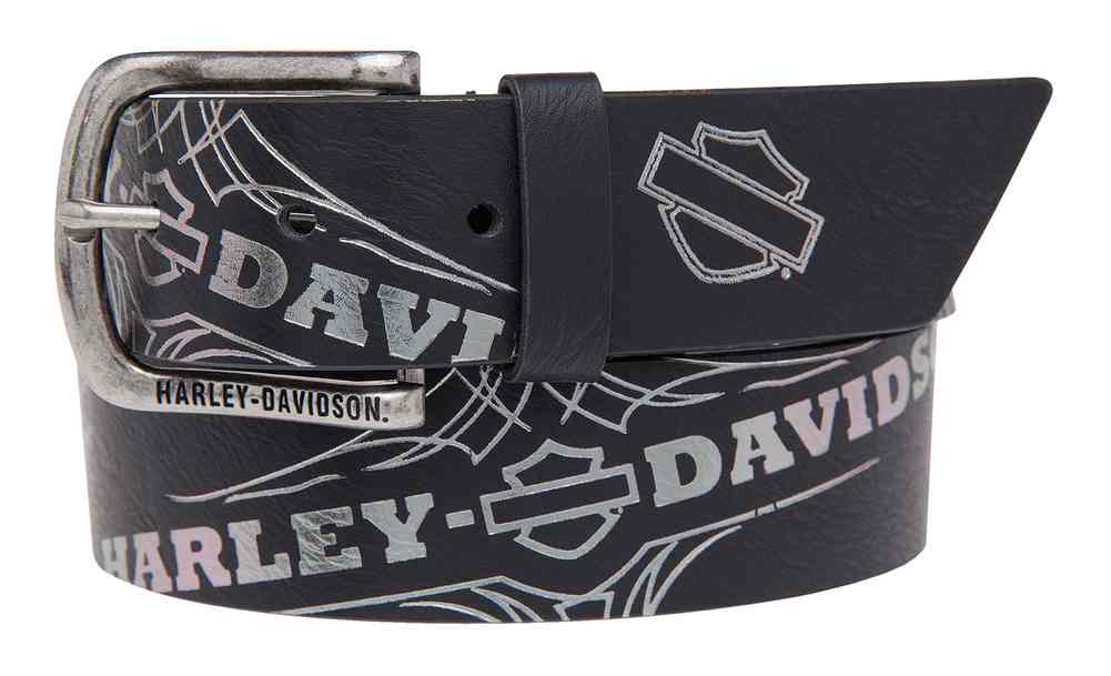 Harley-Davidson Women's Mirage Foil Printed Belt, Genuine Leather HDWBT11024-BLK - Wisconsin Harley-Davidson