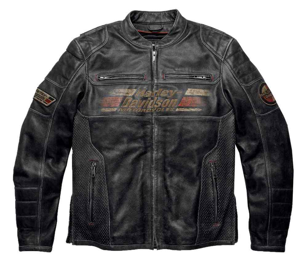 Harley-Davidson Men's Astor Patches Distressed Leather Jacket, Black 97122-16VM - Wisconsin Harley-Davidson