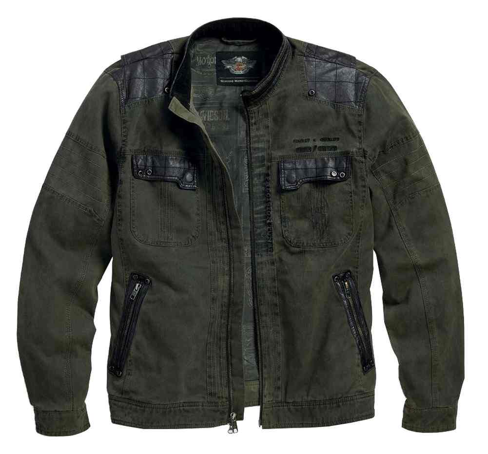 Harley-Davidson Men's High-Ace Cotton Canvas Casual Jacket, Green 97568-16VM - Wisconsin Harley-Davidson