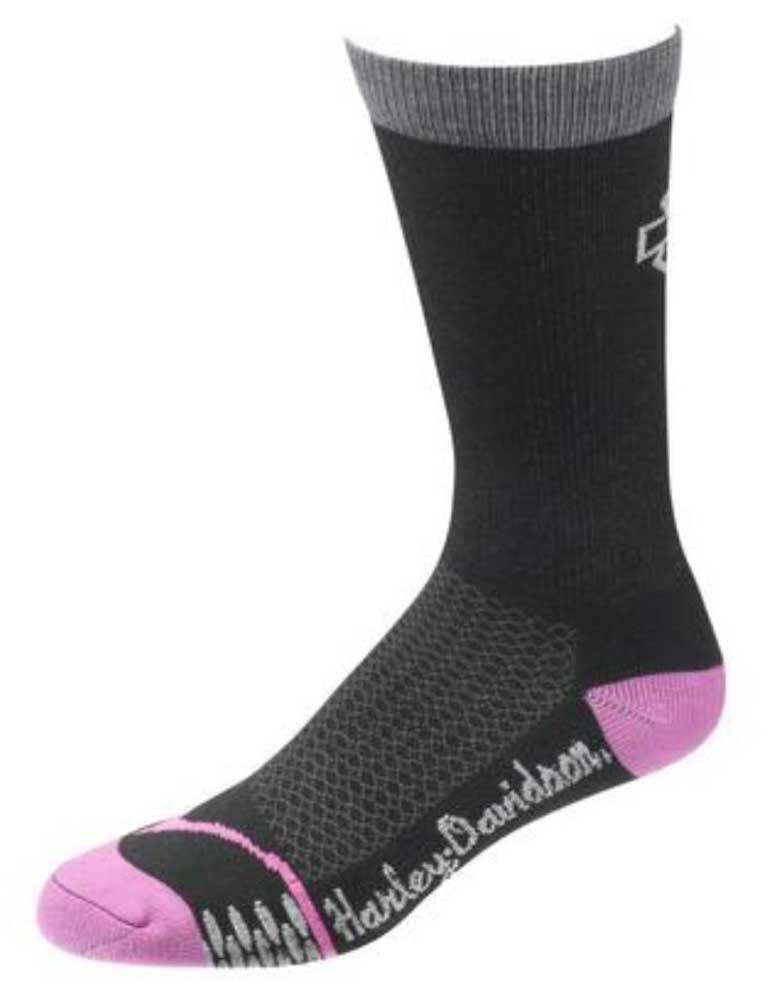 Harley-Davidson Wolverine Womens CoolMax Mid Calf Rider Socks Pink D89067570-650 - Wisconsin Harley-Davidson