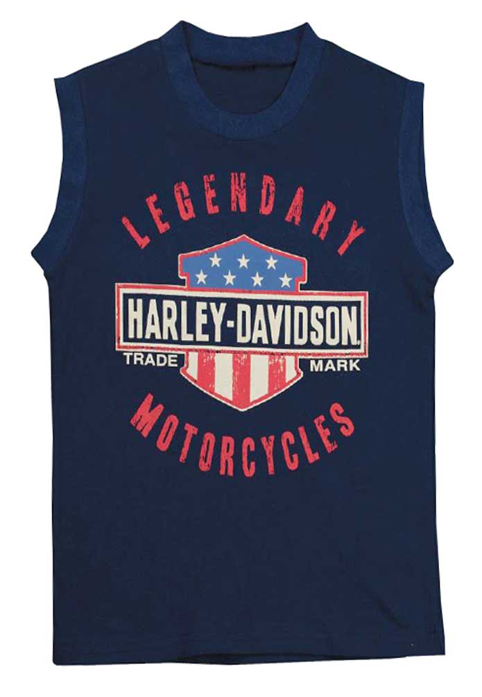 Harley-Davidson Little Boys' Jersey Sleeveless Muscle Tee, Navy Blue 1072659 - Wisconsin Harley-Davidson