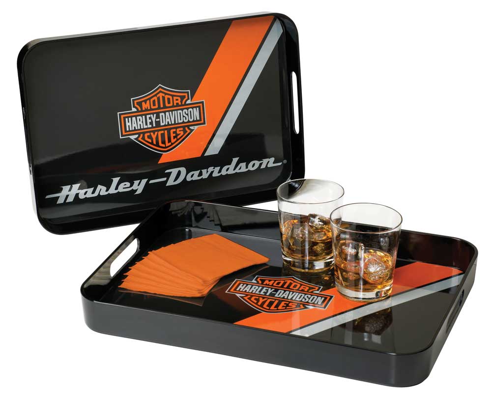 Harley-Davidson Bar & Shield Serving Tray Set, 2 Different Sizes Black HDL-18563 - Wisconsin Harley-Davidson