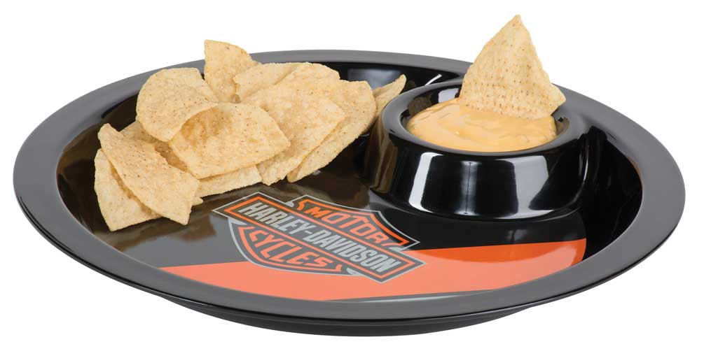 Harley-Davidson® Bar & Shield Two-in-One Chip & Dip Tray, Black