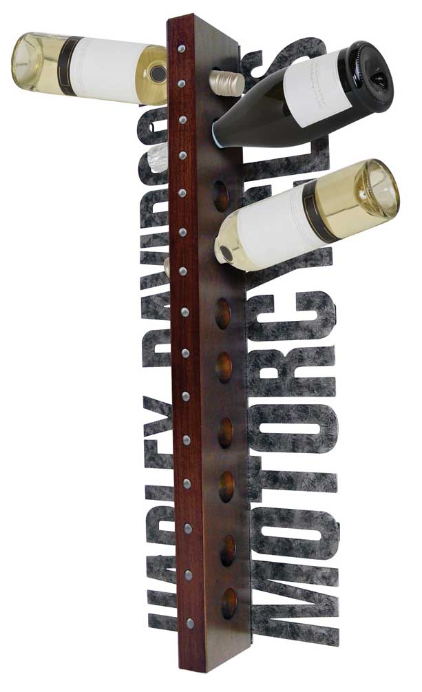 Harley-Davidson® Laser Cut Metal Motorcycle Wooden Wine Rack