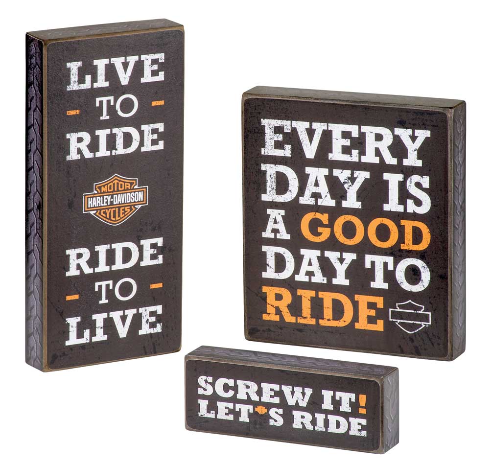Harley-Davidson Wooden Harley Motto Pub Signs, Set of Three, Black HDL-15316 - Wisconsin Harley-Davidson