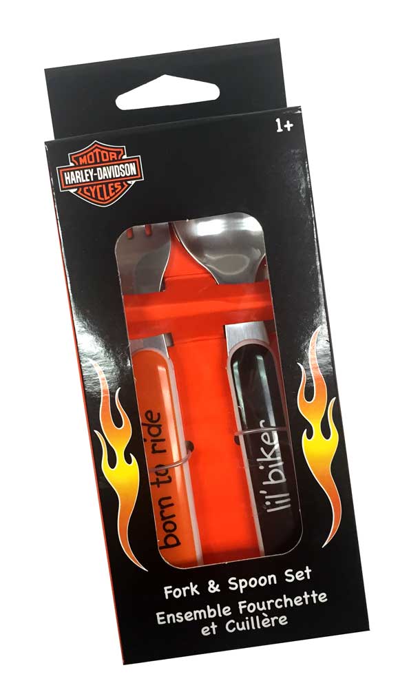 Harley-Davidson Free Shipping - Harley-Davidson Kid's Utensil Set, Fork & Spoon Set, Black & Orange 20327 - Free Shipping on many products plus Orders Over $99