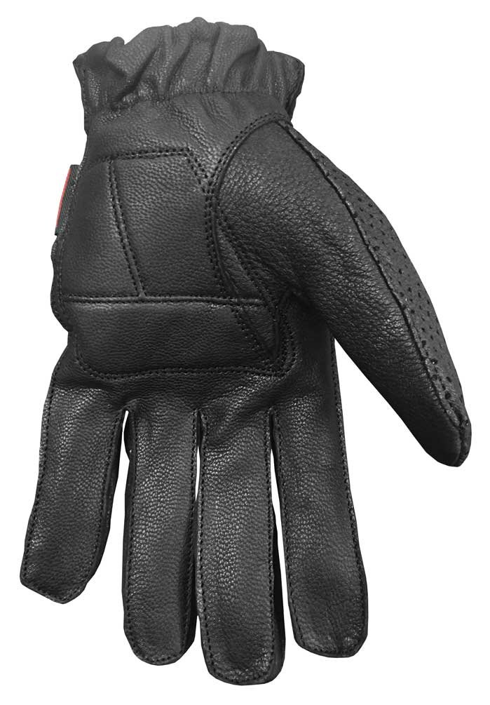 Redline Men's Gel Padded Full-Finger Motorcycle Leather Gloves, Black G-055PR - No Hassle Returns at Wisconsin Harley