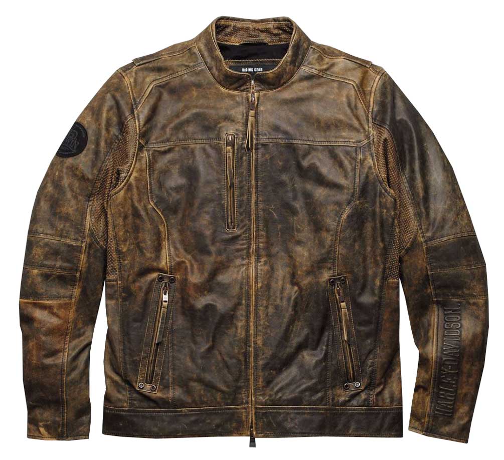 distressed leather harley davidson jacket